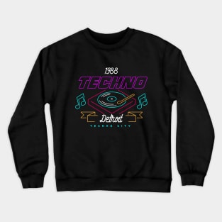 Detroit Techno Vintage Retro 80s Music Crewneck Sweatshirt